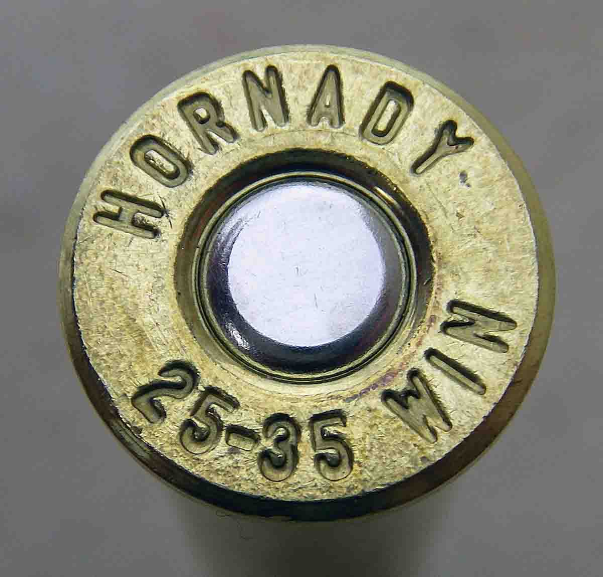 The .25-35 WCF (left) and .30 WCF (right) are based on the same case. Both were developed as smokeless powder cartridges and introduced in 1895 in the Winchester Model 1894 rifle.